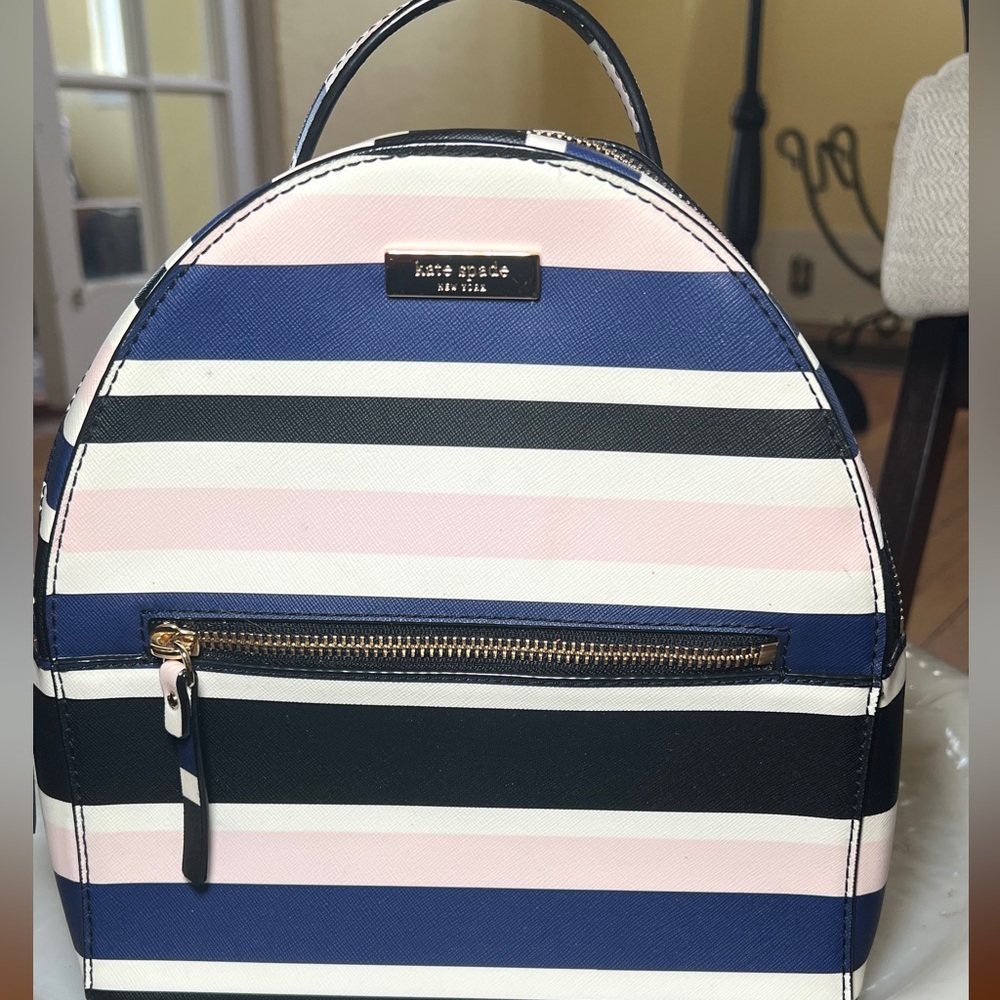 KATE SPADE Backpack purse. Stripe:  Navy, pink, cream & white. NWOT